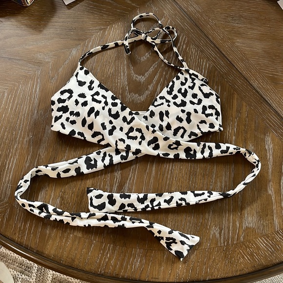 aerie Swim Aerie Leopard Print Wrap Halter Bikini Top Poshmark